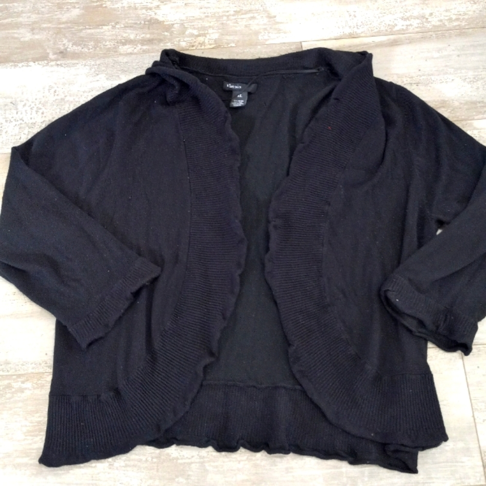 Womens Black long sleeve Thesis ruffle short cardigan XL